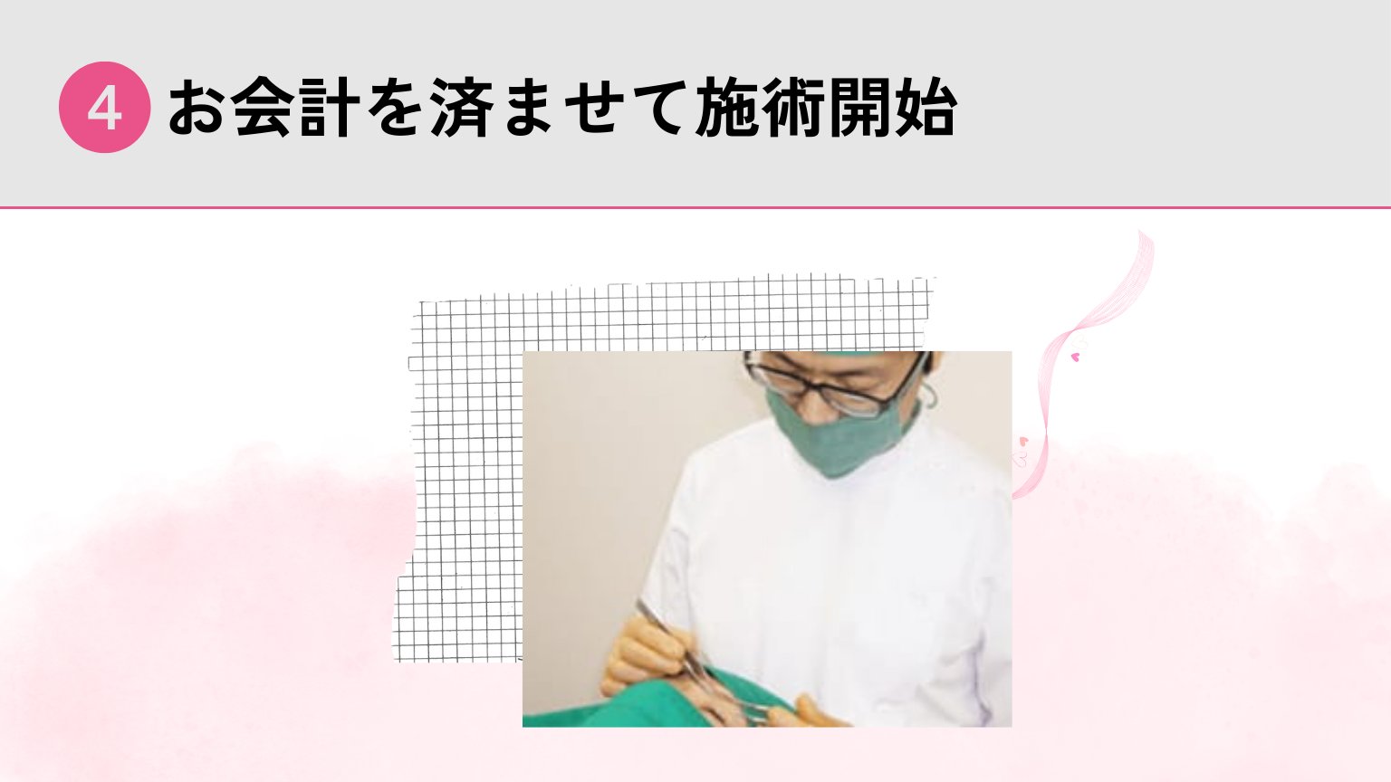 お会計を済ませて施術開始！