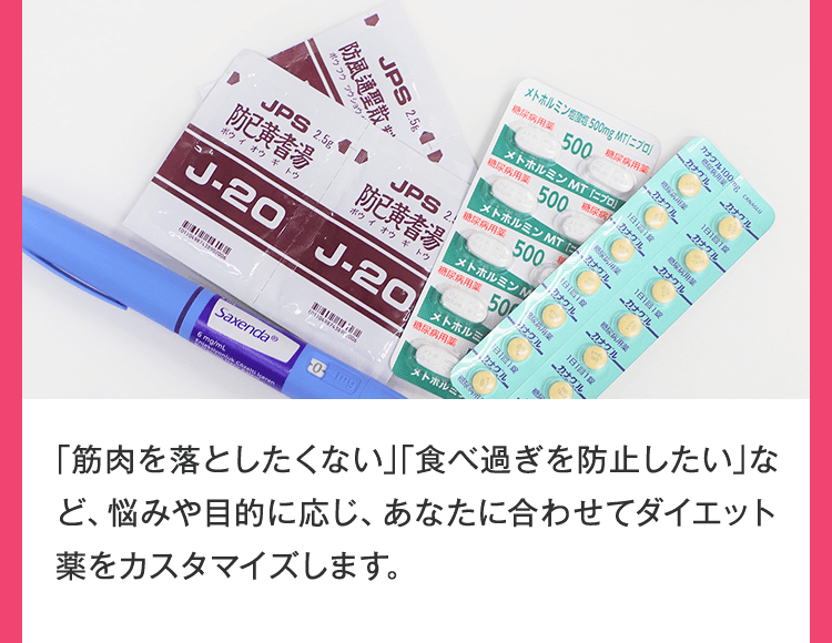 あなたに合わせてダイエット薬をカスタマイズします