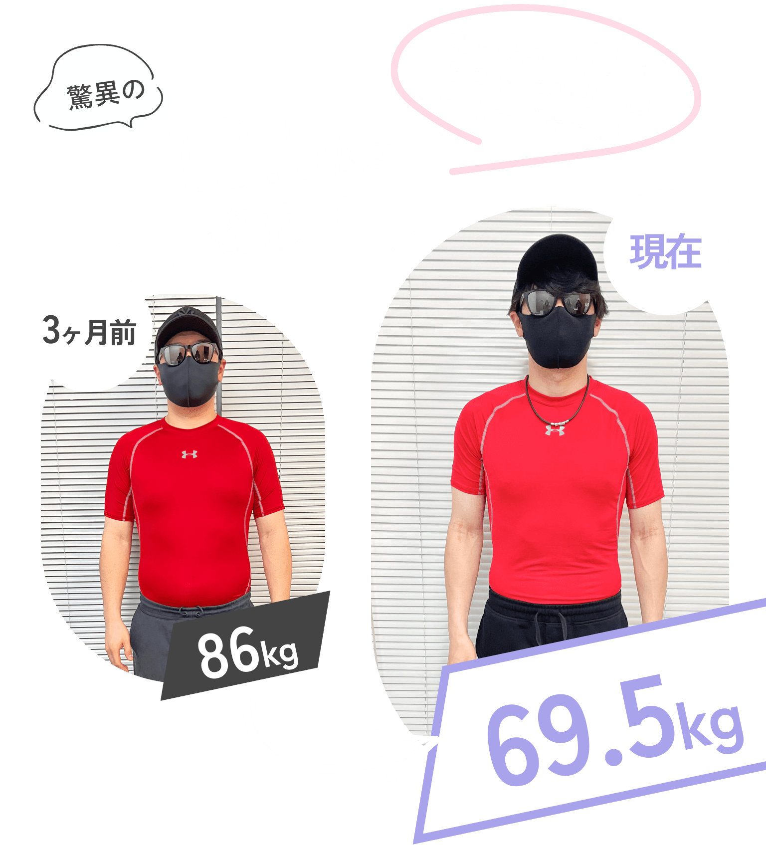 たった3ヶ月で驚異の-13.5kg達成、3ヶ月前86kg 現在69.5kg