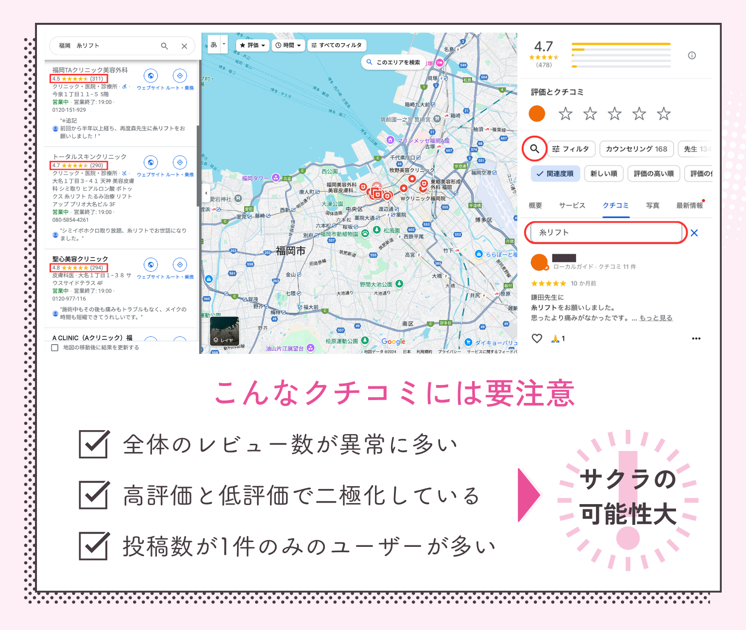 Googleマップでクリニックの評判を確認する
